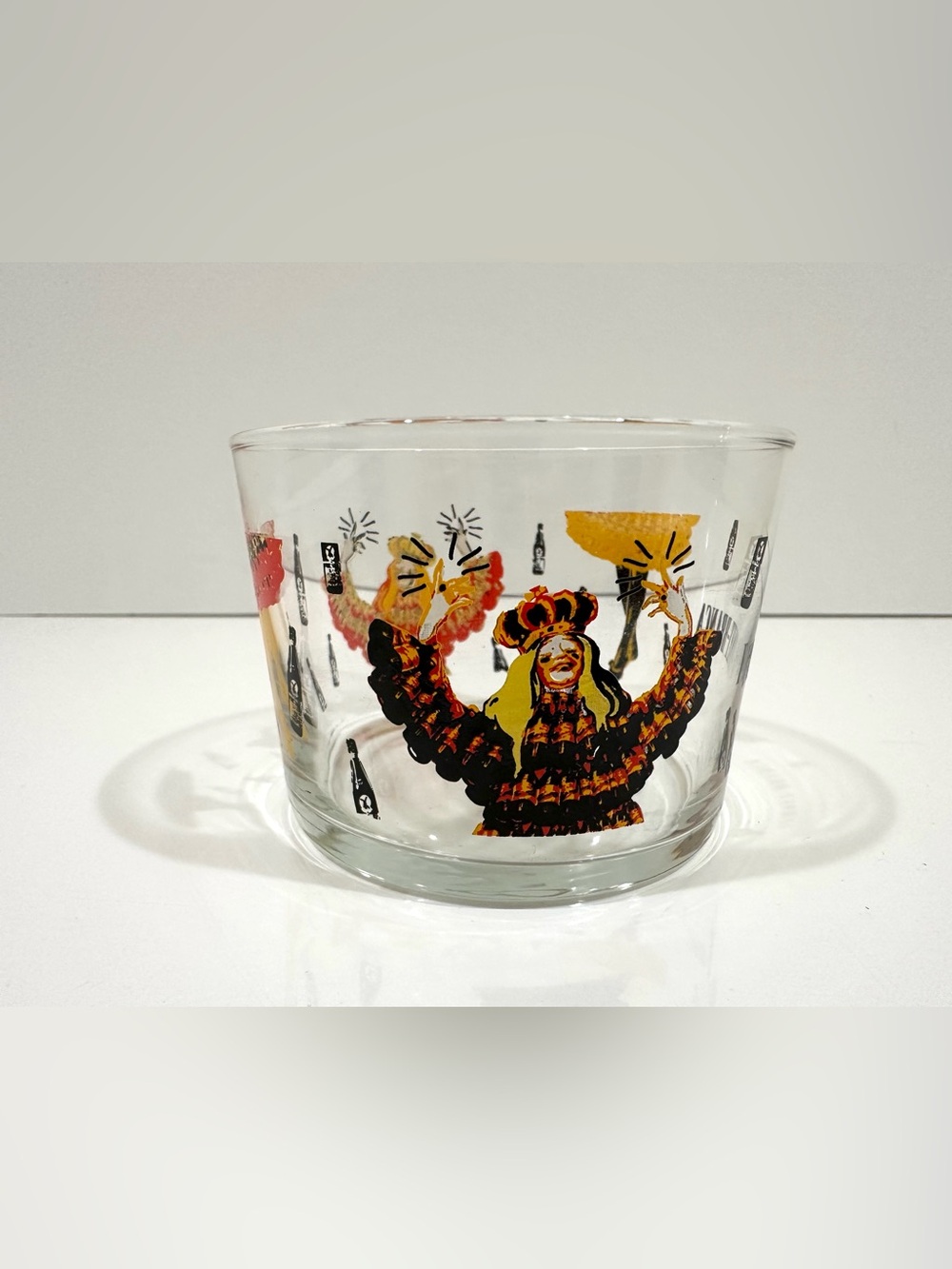 Vintage 60s Fernet Branca Short Lowball Cocktail Glass -Flamenco Dancer Queen